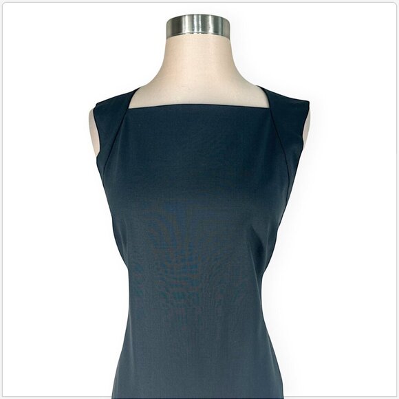 Theory Almeria Charcoal Gray Square Neck Stretch Wool Sheath Dress New NWOT 6 - Picture 3 of 6